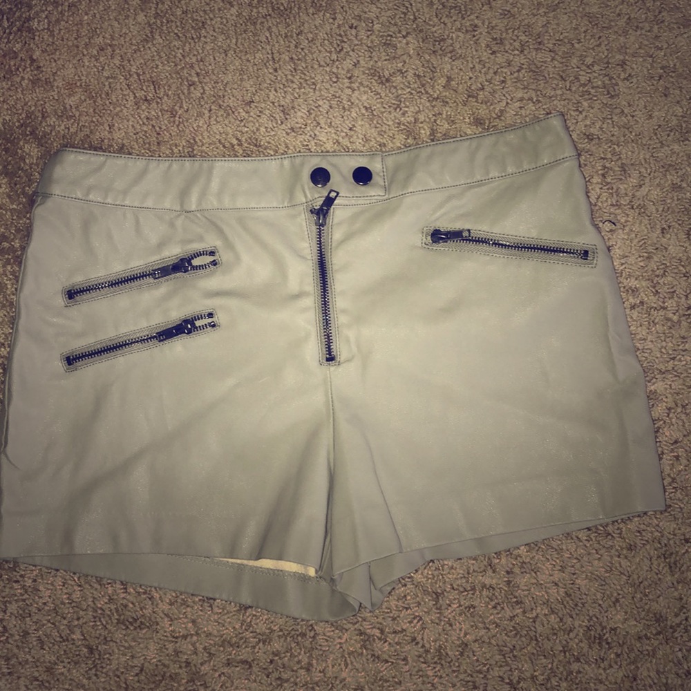 gray leather shorts